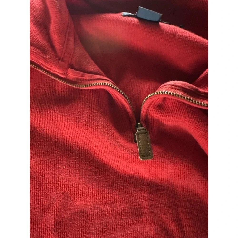 VTG 90s‎ Polo Ralph Lauren Sweater Mens Large Red Quarter Zip Cotton Pullover